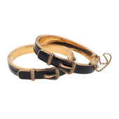 PAIR OF VICTORIAN ENAMEL, 14K