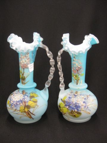 Pair of Victorian Enameled Blue Art