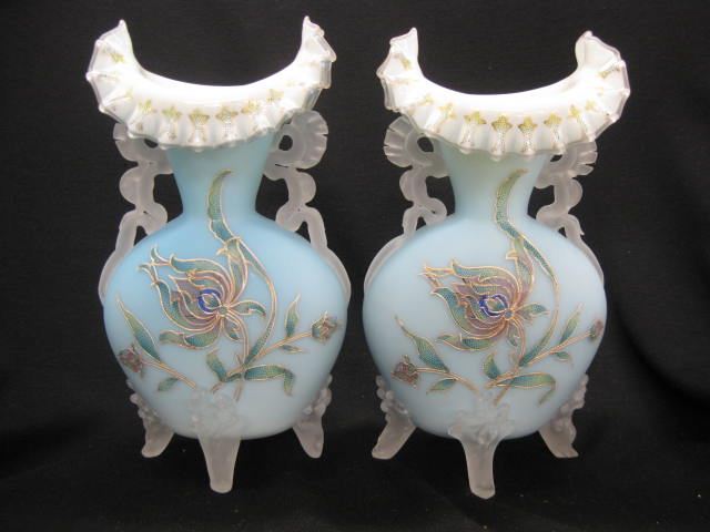 Pair of Victorian Enameled Satin