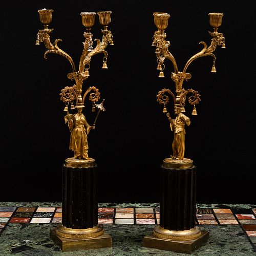 PAIR OF VICTORIAN GILT-BRONZE AND