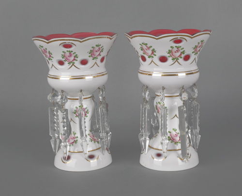 Pair of Victorian glass lusters