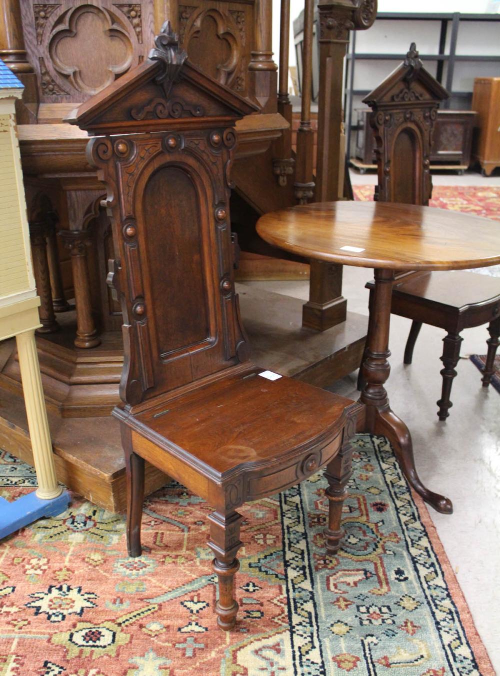 PAIR OF VICTORIAN HALL CHAIRSPAIR
