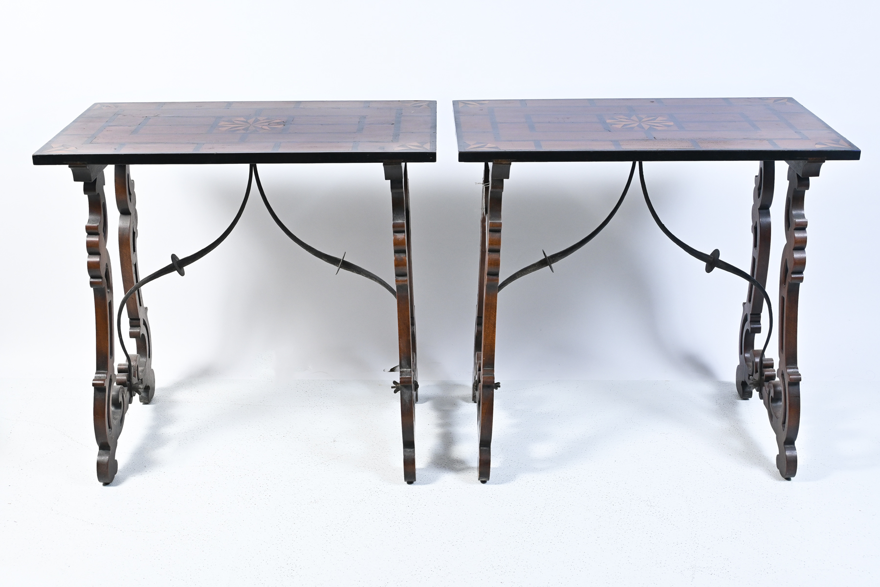 PAIR OF VICTORIAN INLAID TRESTLE