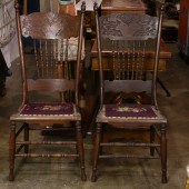 PAIR OF VICTORIAN OAK PRESSBAC