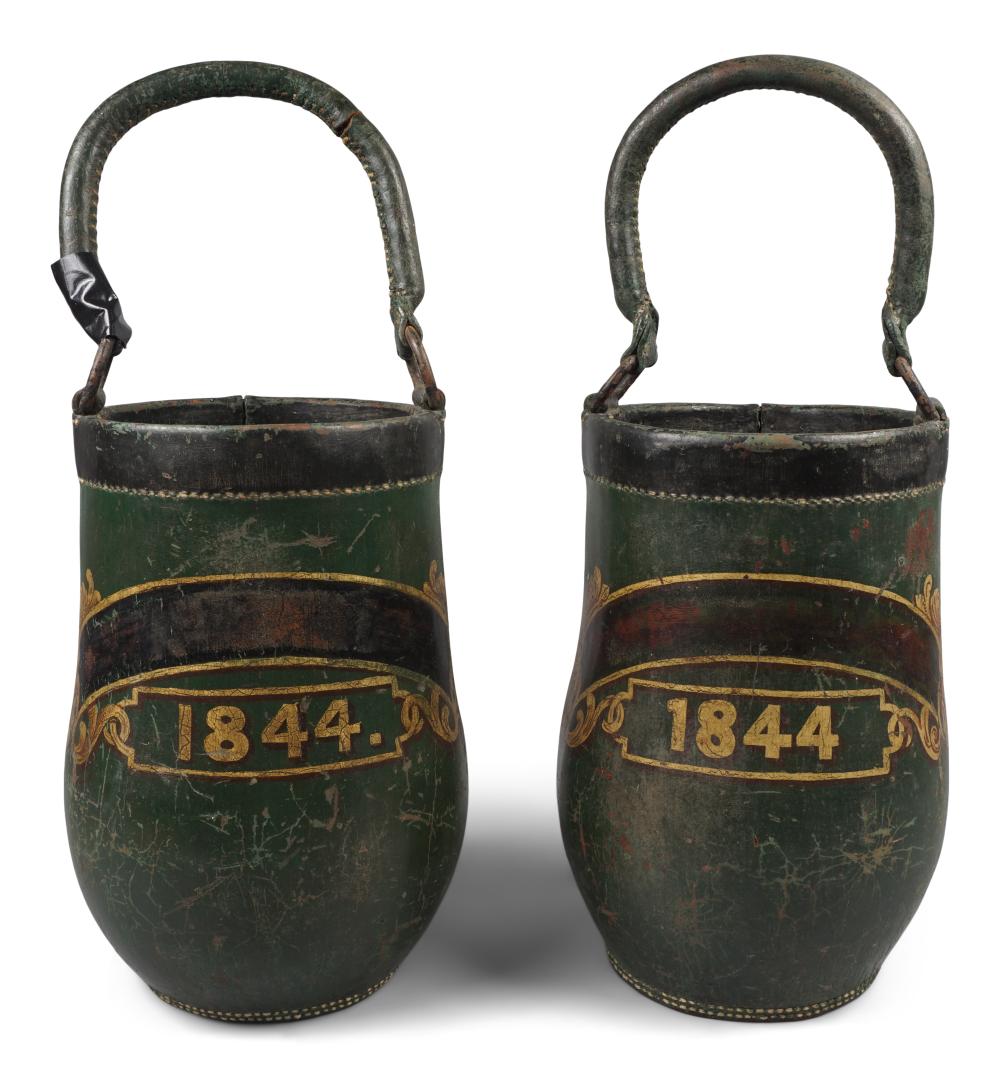 PAIR OF VICTORIAN PARCEL-GILT GREEN