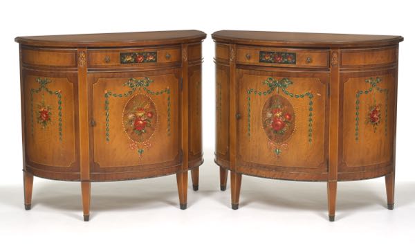 PAIR OF VICTORIAN STYLE DEMILUNE