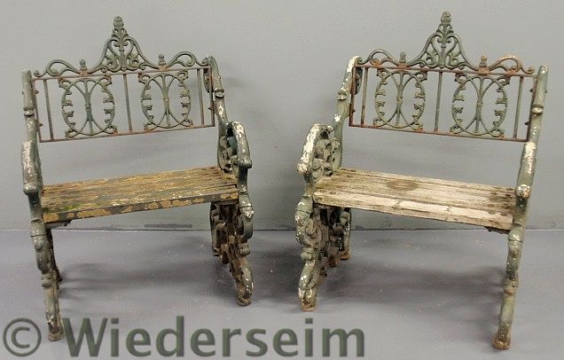 Pair of Victorian style iron garden