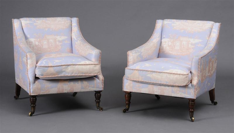 PAIR OF VICTORIAN STYLE UPHOLSTERED