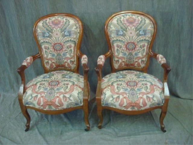 Pair of Victorian Style Upholstered