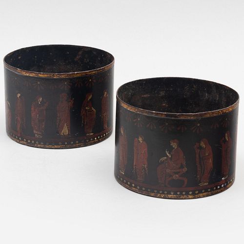 PAIR OF VICTORIAN TÃ´LE BOTTLE