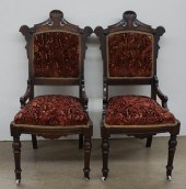 PAIR OF VICTORIAN WALNUT AND C