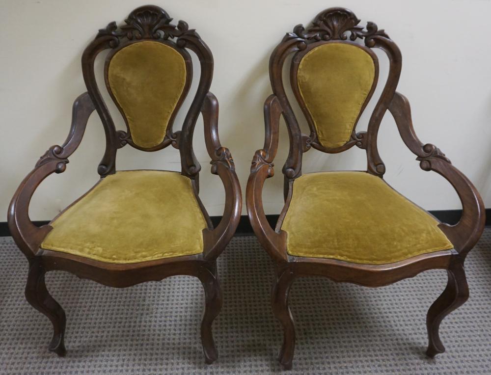 PAIR OF VICTORIAN WALNUT GREEN