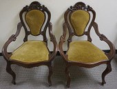 PAIR OF VICTORIAN WALNUT GREEN