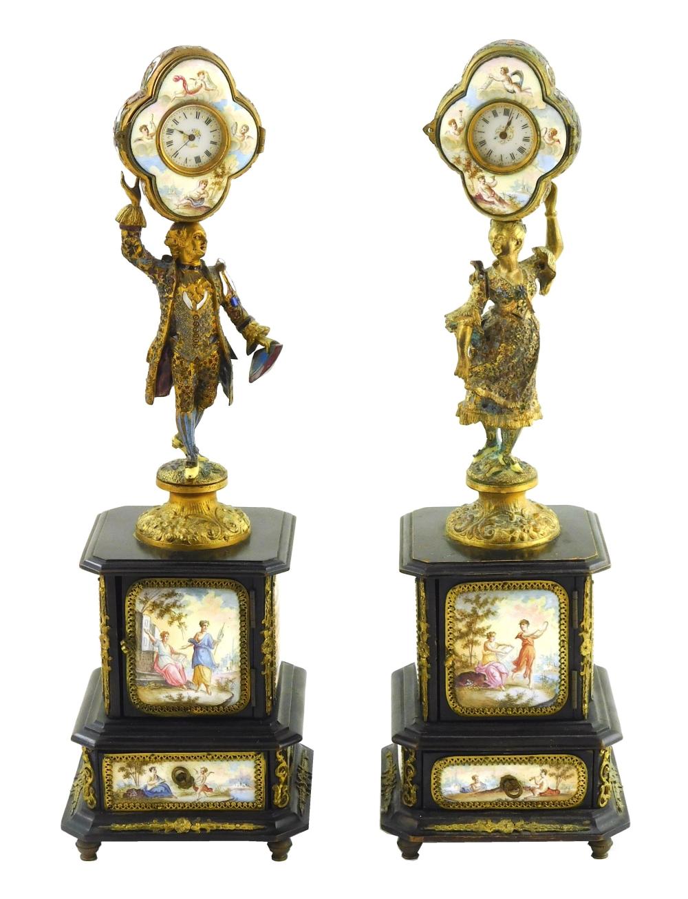 PAIR OF VIENNESE FIGURAL ENAMEL