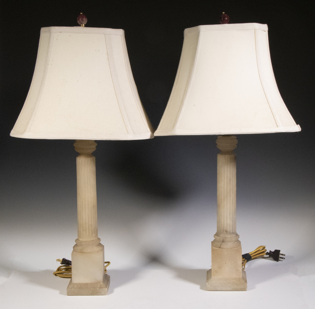 PAIR OF VINTAGE ALABASTER COLUMN