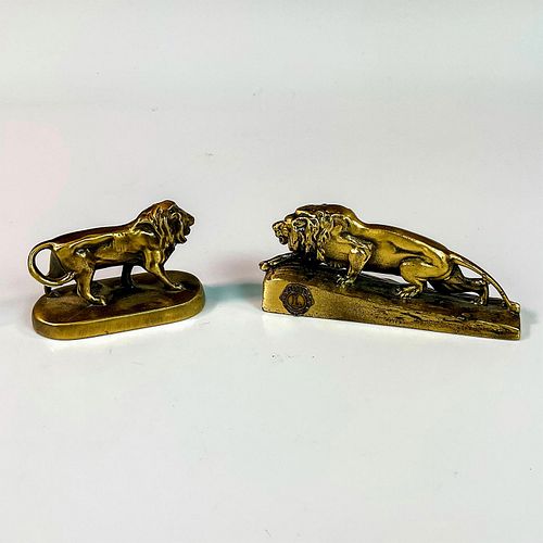PAIR OF VINTAGE BRASS LIONS