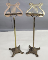 PAIR OF VINTAGE BRASS LYRE FOR