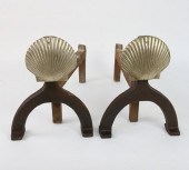 PAIR OF VINTAGE BRASS SCALLOP