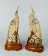 PAIR OF VINTAGE CARVED WATER B
