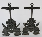 PAIR OF VINTAGE CAST IRON ANCH