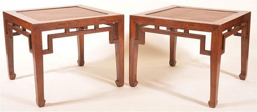 PAIR OF VINTAGE CHINESE ELMWOOD END