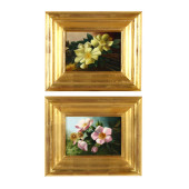PAIR OF VINTAGE FLORAL PAINTIN