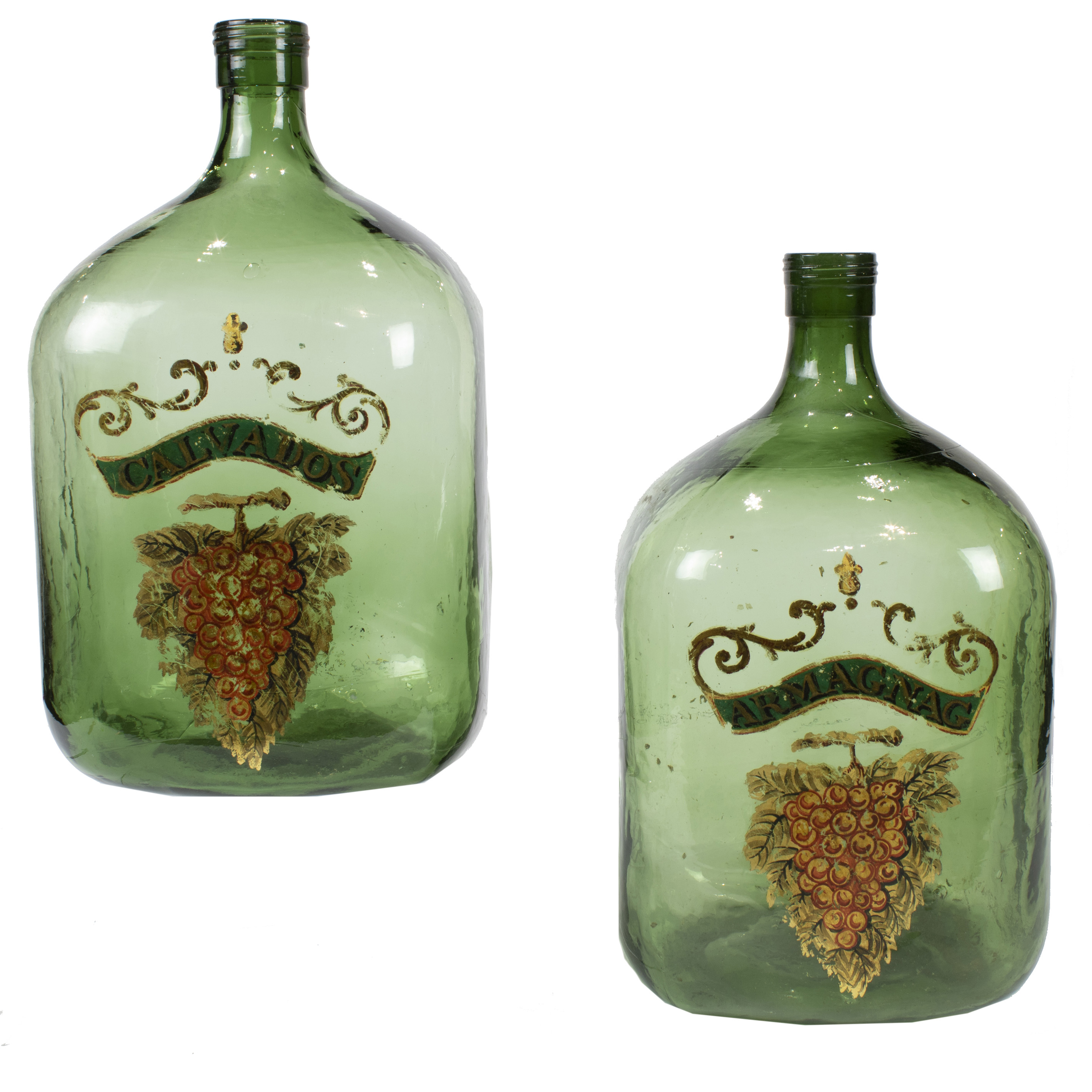PAIR OF VINTAGE GLASS BRANDY JUGS