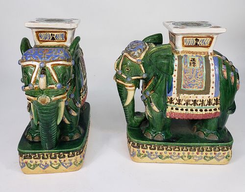 PAIR OF VINTAGE GREEN GLAZED