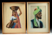 PAIR OF VINTAGE INDIAN PORTRAI
