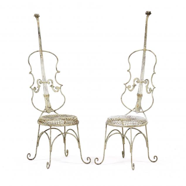 PAIR OF VINTAGE IRON PAINTED