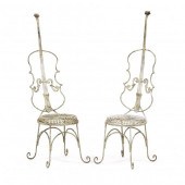 PAIR OF VINTAGE IRON PAINTED C