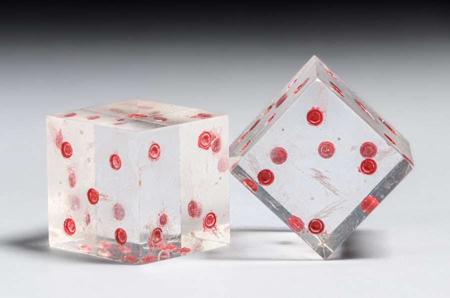 PAIR OF VINTAGE LARGE LUCITE DICE