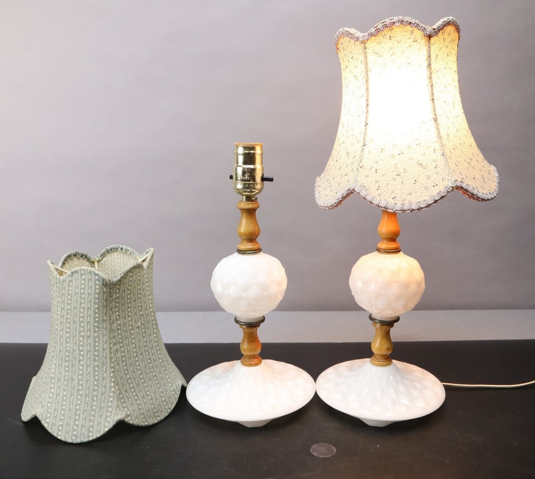 PAIR OF VINTAGE MILK GLASS