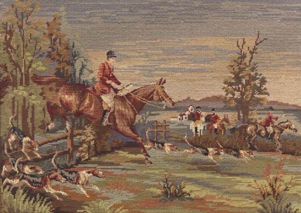 PAIR OF VINTAGE NEEDLEPOINTS 17"