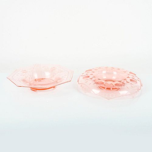 PAIR OF VINTAGE PINK GLASS FLORAL
