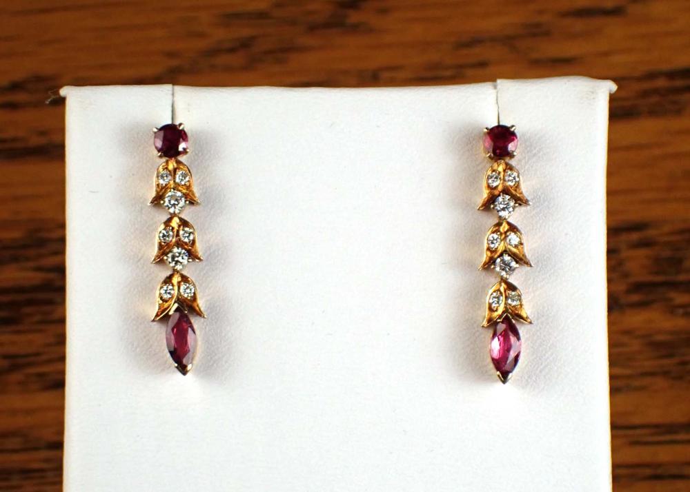 PAIR OF VINTAGE RUBY AND DIAMOND