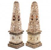 PAIR OF VINTAGE SEASHELL OBELI