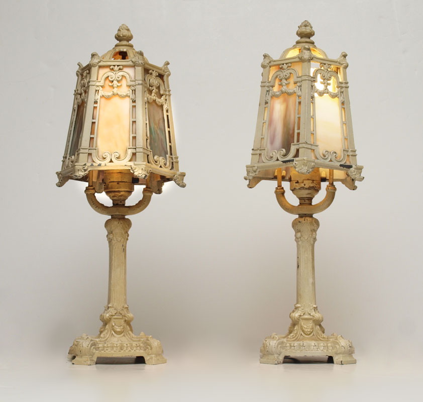 PAIR OF VINTAGE SLAG GLASS