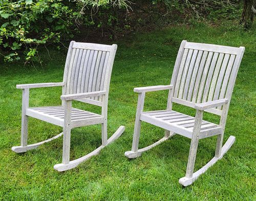 PAIR OF VINTAGE TEAK OUTDOOR