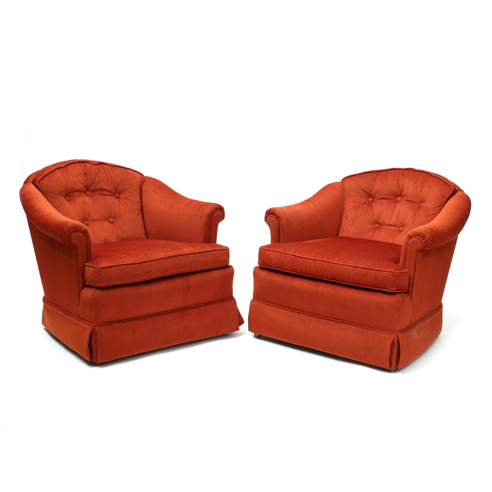 PAIR OF VINTAGE UPHOLSTERED CLUB