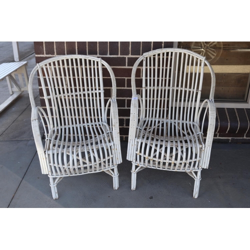 Pair of vintage white painted split