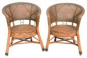 PAIR OF VINTAGE WICKER AND CAN