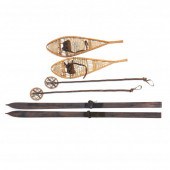 PAIR OF VINTAGE WOODEN SKIS, P