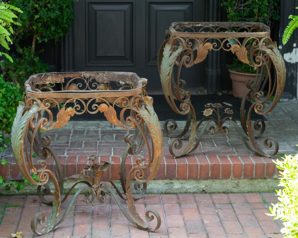 PAIR OF VINTAGE WROUGHT IRON