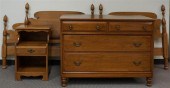 PAIR OF WALNUT AND MAPLE TWIN