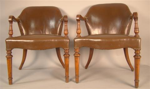 PAIR OF WALNUT ARM CHAIRS WITH