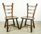 PAIR OF WALNUT CHAIRS WITH RAM