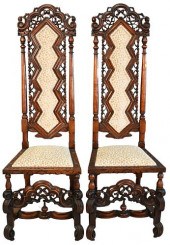 PAIR OF WALNUT CONTINENTAL SID