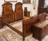 PAIR OF WALNUT TWIN BEDS WITH