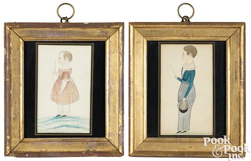 PAIR OF WATERCOLOR AND PENCIL